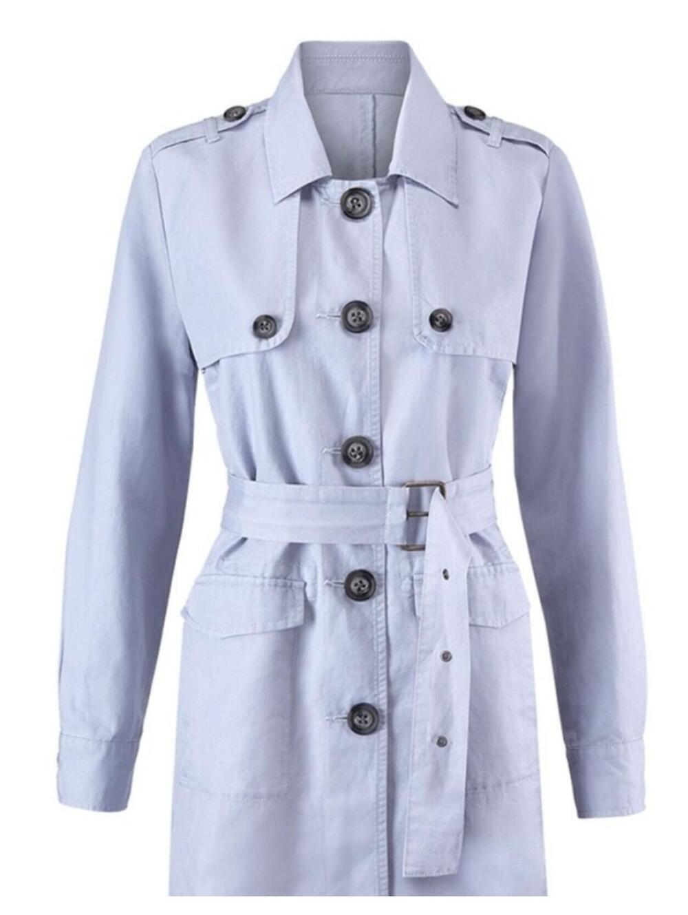 Cabi Tanner Trench Coat Linen & Cotton Blend In Lliac - Women M NWOT